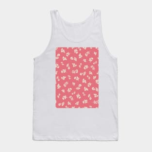 Cream Ditsy Hemlock Print on Vintage Rose Pink -  Floral Repeat Pattern Tank Top